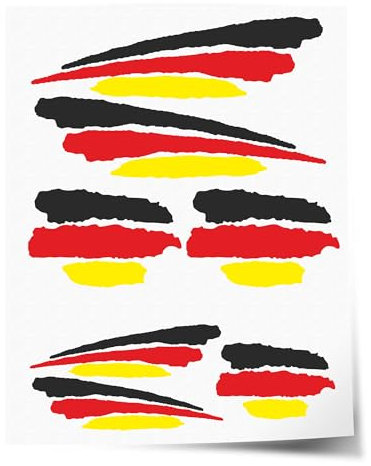 Indigos UG Aufkleber Deutschland - 7 Autoaufkleber - Flagge - Fahne mit 3 Streifen - selbstklebende Fahnen für Heckscheibe, Modellbau, Sport, Motorrad, Auto, Tuning, Fenster, Kofferraum