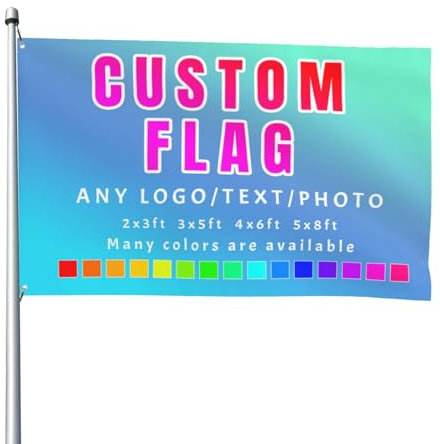 Personalisierte Flaggen Banner, Flagge Selbst Gestalten, 2x3Ft/3x5Ft/4x6Ft/5x8Ft, fügen Sie Ihr eigenes Bild/Text/Logo für Garten im Freien, Dekoration, Camping-Flagge, Hofschild hinzu