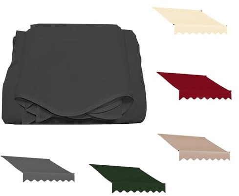 HCZION Klemmmarkise Markisentuch Balkonmarkise Ersatz Markisenstoff, 250cm 300cm 365cm Bistro-Markisen Wasserdicht Ersatzstoffe Für Außen(Color:Anthracite,Size:6.5x5ft/200x150cm)