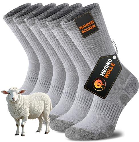 Niorasen Merino Wandersocken Herren Damen, Sommer Outdoor Socken Trekkingsocken, Merinowolle Socken, Sportsocken Laufsocken Tennissocken Arbeitssocken Atmungsaktiv Anti-Blasen & Gepolstert 3 Paar