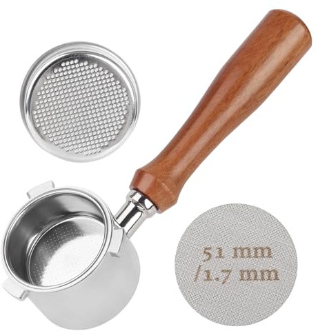 Baoweihua Porte-filtre sans fond de 51 mm, en porcelaine de café, argenté, 1 pièce, compatible avec DeLonghi La Specialista EC9335M EC9155M EC9355M EC9665M