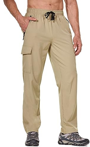 baleaf Men's Hiking Pants 27'' Cargo Joggers with Zipper Pockets Waterproof Lightweight Quick Dry UPF50+ Outdoor Travel Camping Work Pants Navy Blue Size S