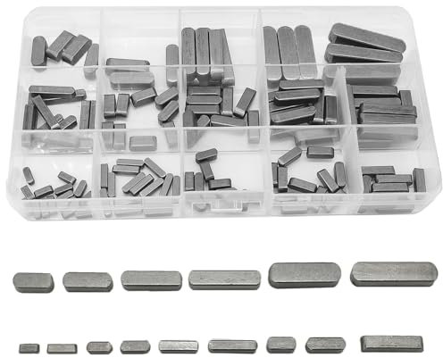 142 Stk Federkeile Sortiment, Passfedern-Sortiment, 3/4/5/6/8 mm Parallelantriebswellenschlüssel, Federschlüssel, Mitnehmerkeil Satz, Schwungrad Riemenscheibe Kurbelwellen Sortiment Kit