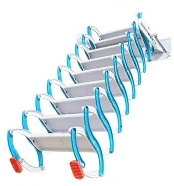 EYPKPL Klappbare Loft-Leiter-Treppe, an der Wand montierte Dachboden-Treppe, zum Herunterziehen mit Dachboden-Loft-Treppe aus legiertem Stahl, einziehbare Klapptreppe