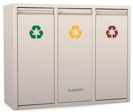 Klarstein Ordnungshüter 3 in 1 Mülleimer - 45L Abfalleimer Küche mit 3x15L Trennsystem, Edelstahl, Geruchssicher, Wandmontage, Sand
