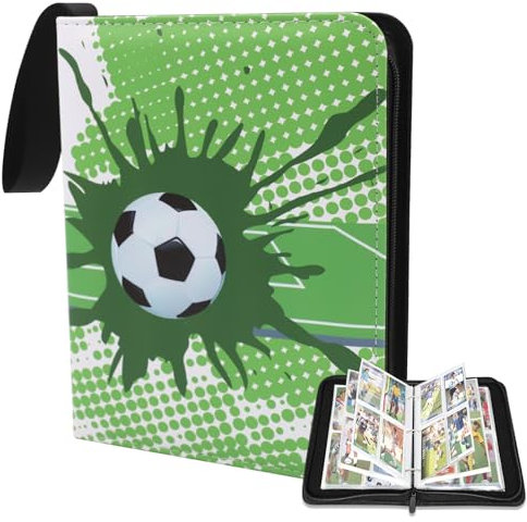 Fussball Karten Sammelalbum, 50 Seiten 400 Karten Kapazität sammelalbum fußball karten, PU Tragbar Wasserdicht Karten Halter Heft Ordner Buch kompatibel Fußballkarten Pokemonkarten Geschenk für Kinder