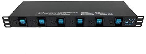Infitronic - INSV1003A -19 Zoll 1HE 6-Kanal-Schaltkonsole Steckdosenleiste Stromverteiler DJ Switch Gaming Power Strip (einzeln Schaltbar & Feinsicherung)