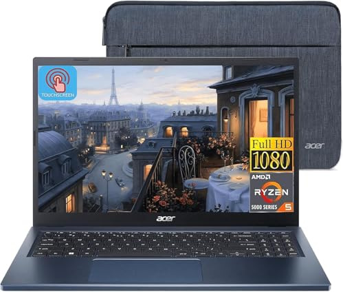 acer Computer portatile touchscreen Aspire 3 2023, display IPS FHD da 15,6 pollici, processore AMD Ryzen 5 7520U (Beats i7-1165G7), RAM DDR5 da 8 GB, SSD da 1 TB, grafica AMD Radeon, Wi-Fi 6, Windows