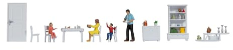 NOCH Figure Theme World Dining Room Hand Coloured Family Scene Plastic for H0 Scale Perfect Addition to Dioramas