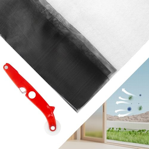 APOMOONS Fliegengitter Fenster, Fliegennetz Meterware, Zuschneidbar Fliegengitter Insektenschutz Gaze mit Screen Pressure Wheel für Fenster & Türen Katzensicher Balkontür Schlafzimmer 120x250cm