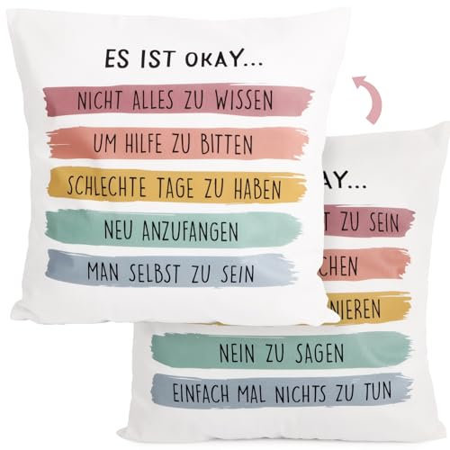 MEJOSER Einschulung Geschenk Mädchen Junge Doppelseitig Spruch Kissenbezug 45x45cm Boho Mutmacher Geschenk Abschiedsgeschenk Kindergarten Kollegen Motivation Geschenke für Schulkind Büro Deko