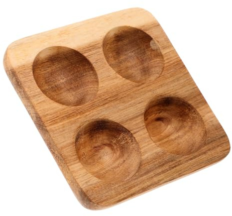 POPETPOP Wooden Egg Storage for Kitchen Tray Square Brown Egg Storage Tray Sturdy and Versatile for Refrigerator or Dining Room Display
