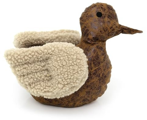 Douglas Duck Doorstop | Faux Leather Duck Doorstop with Boucle Wings | Novelty Bird Door Stopper 1.5kg - 23cm