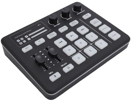 SENECESLI Gaming -Audio -Mixer, Bluetooth 5.0 Typ C Live -Soundkarte mit RGB Light, Soundboard Anpassbare Soundeffekte, Vielseitige Funktionalität für Live -Streaming -Podcasting