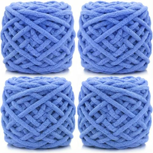 Cnwinu Dicke Wolle zum Stricken, 4 x 100 g Chunky Yarn, Mehrfarbiges Strickwolle Dickes Garn, Weiches Dicke Wolle zum Häkeln, für Decken, Kissen, Haustierbetten, Taschen, Mützen und Schals Verwendet