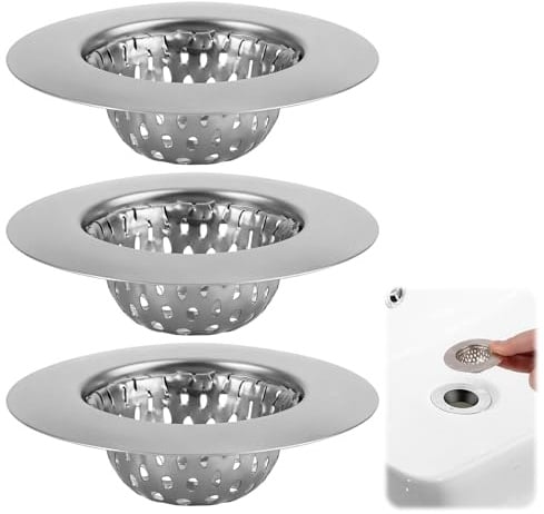 3 Piezas Filtro de Acero Inoxidable, Colador Fregadero, para Baño, Ducha | Filtro Desague Fregadero, Filtros de Desagüe de Acero Inoxidable, Diámetro Exterior: 5,5 cm, Diámetro Interior: 3,3 cm