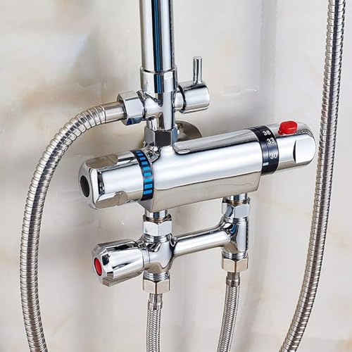 Gettimore Chrom Thermostat-Duscharmatur für freiliegende Bararmatur, 38 °C Temperaturregelung, G1/2 Auslass, Legierungskonstruktion