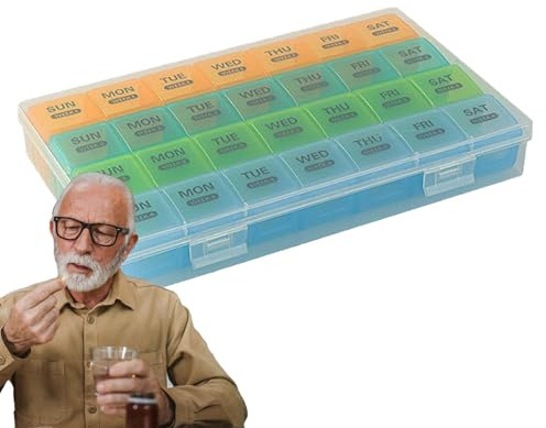 Porte-médicaments – Calendrier, boîte à vitamines, organisateur de médicaments, pour une prise quotidienne | scellé pour le suivi des porteurs de médicaments pour le bien-être individuel