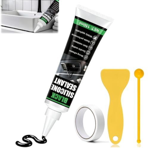 XINGHUO Silicone per Doccia, Silicones Nero, silicone Nero per Doccia, Guarnizione di Tenuta, Adatto per Bagni, Docce, Lavandini e Altri Servizi Igienici, 150ML