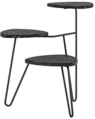 Athene Pflanzenständer Schwarz Marmor-Optik, 55 x 52 x 63 cm, mit Metallbeinen, im Retro-Glam Design für Wohnzimmer und Wintergarten