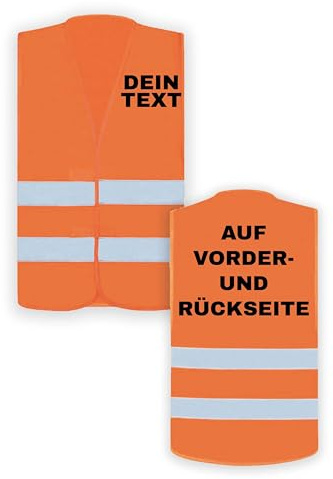 NIMAMA Personalisierte Warnweste für Erwachsene mit eigenem Text - EN ISO 20471 zertifizierte Sicherheitsweste - Reflektierende Fahrradweste für Herren & Damen - Auto & Fahrrad Warnwesten