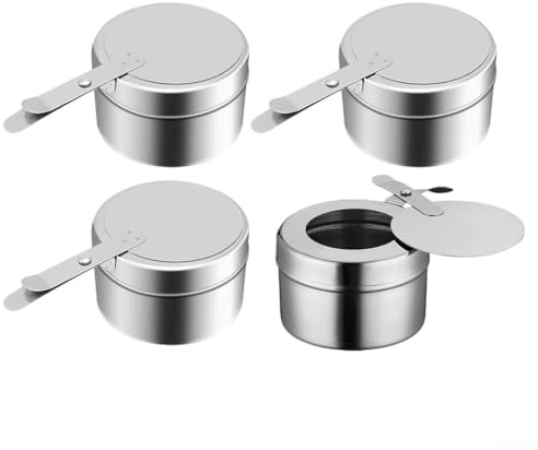 Stainless Steel Fuel Paste Containers 4 Pack for Camping Hiking Buffet Events and Hot Food Service Applications