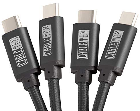 USB C Cable to USB 3.0 Type C 1m Power and Data Cord Set (2 Pack) Nylon Braid for USB 3.1 laptops and Smartphones Nexus 5X, 6P, OnePlus 2, OP 3, HTC 10, MacBook Pro - Black/Black