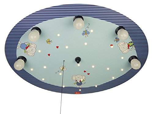 Kinder Deckenleuchte mit Elefanten & Zugschalter für Schlummerlicht