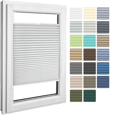 Home-Vision Premium Plissee zum Anschrauben Silber B40cm x H100cm | Blickdichtes Fensterrollo mit Halterungen zum Bohren in der Glasleiste Sonnenschutz Jalousie für Fenster & Türen