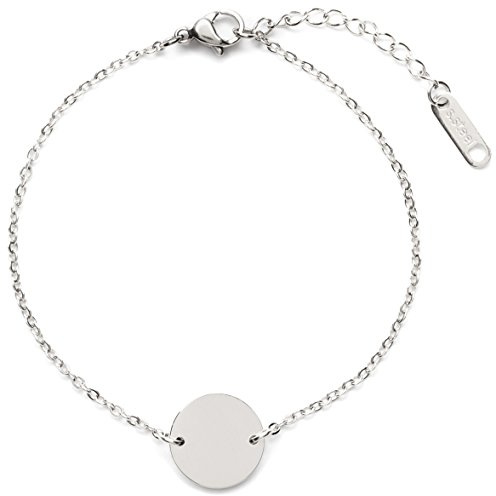 Happiness Boutique Damen Kreis Armband Minimalist | Armband mit Plättchen Anhänger Geometrischer Schmuck in Roségold – Gold, Silber