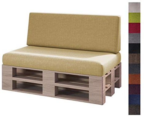 sunnypillow Palettenkissen für Palettenmöbel - 2er Set - Palettenauflage für Palettensofa für Haus, Garten - Palettenpolster mit abnehmbarem Bezug für Europaletten - Rückenkissen & Sitzkissen Beige