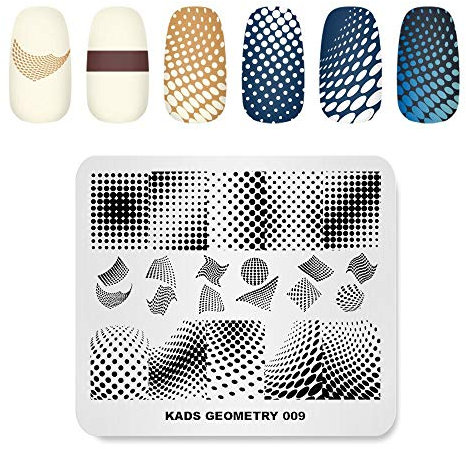 Kads Nagelstempelplatte, Geometrie-Muster, Schablone mit Bild-Design, für DIY-Nailart und Nagelkunst