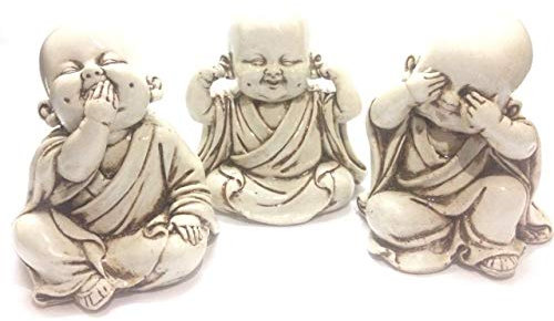 CRAFTSTORE14 Juego de figuras de monje de tres monos sabios, estatua de Buda bebé, no ve mal, no escucha mal, no habla mal, escultura zen, decoración del hogar