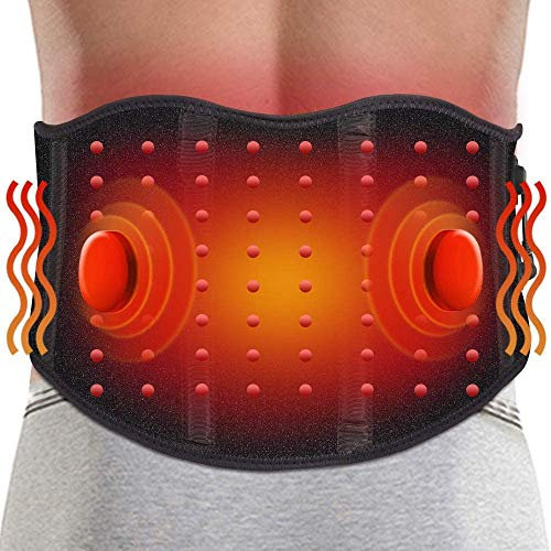 ARRIS Heated Back Massage Wrap, Electric Heating Waist Belt W/Vibration Massager for Lower Back Lumbar Waist Abdominal Stomach Spine Pain Relief - 7.4V Battery Powered Heat Therapy L/XL 5000MAH