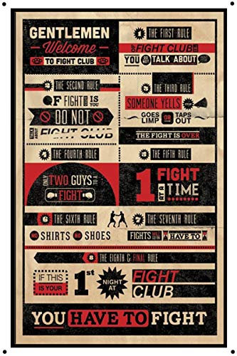 Retro-Metall-Blechschild 20,3 x 30,5 cm The First Rule of Fight Club Retro Metallschild Pulp Fiction Movie Poster Blechschild