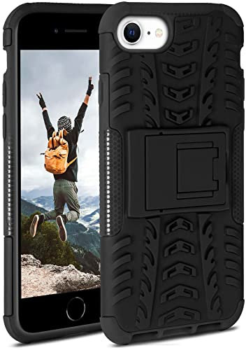 ONEFLOW Tank Case für iPhone SE (2020/2022) Hülle Outdoor, stabile Panzerhülle mit Kamera und Display Schutz, sichere Handyhülle, TPU Handy Schutzhülle mit Ständer, Schwarz