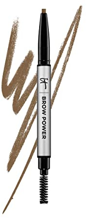 IT Cosmetics Brow Power Universal Light Taupe Eyebrow Pencil (Blonde) - Long-Lasting, Budge-Proof, Nourishing Biotin & Antioxidants, Easy to Apply & Adjustable, Natural Brow Makeup, Built-in Spoolie