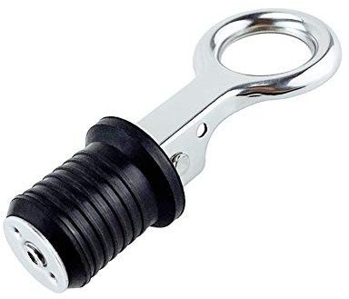 Asudaro Marine Ablassschraube, Lenzstopfen Gummi Schnappverschluss Boot Ablassschraube Boot Ablassschraube Edelstahl Boot Abflussgriff Rumpf Ablassschraube 1 Loch Marine Bootszubehör,Silber # 32mm