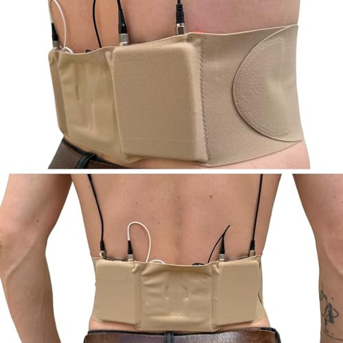 URSA Waist Strap - Ultra Slim, Breathable & Stretchy Microphone Transmitter Straps. Compatible with Most Transmitter/Receivers - Double Pouch (Beige, Large Waist)
