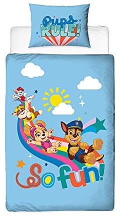 Paw Patrol Bettbezug für Einzelbett, offizielles Lizenzprodukt, I'm Cool-Design mit passendem Kissenbezug, Polycotton, Blau