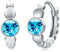 Geburtsstein März Ohrringe 925 Sterling Silber Klein Geburtsstein Creolen Blau Zirkonia birthstone Hinged Klapp Creolen für Damen Kinder 10 mm