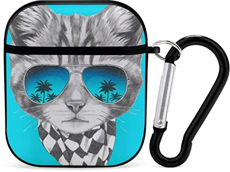 Airpods-Hülle Mit Verspiegelter Sonnenbrille Hawaii Palm Tree Und Schal Airpod Hard Case Cover Kopfhörerhüllen Für Apple Airpods1 Airpods2