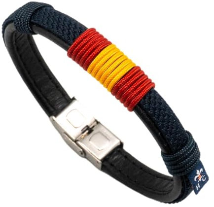 Hispania Colors PULSERA WAKE UP ESPAÑA AZUL MARINO - REGALO PULSERA DE ESPAÑA (GRANDE - Muñecas entre 18,5 y 19,5 cm)