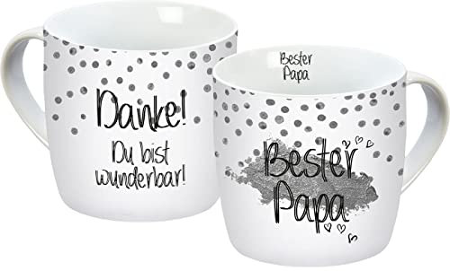 Tasse Bester Papa silber 300ml, Bunt