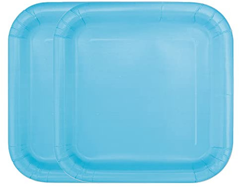 WedDecor Confezione da 16 Piatti di Carta, 17,8 x 17,8 cm, Piatti Quadrati di Carta Resistenti e USA e Getta, Perfetti per Picnic,Baby Shower, Matrimoni ed Eventi di Natale, Colore: Blu Polvere