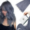 RUNATURE Hellblau Haarverlängerung Echthaar Clip Invisible 35cm Blau Clip in Extensions 25g 5Pcs Echthaar Extensions Clip Dunst Blau 14 Zoll
