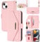 Cavor Case compatible with iPhone 13 Phone Case With Strap,Crossbody Flip Leather Wallet Case,[5 Card Holder][Mirror][Magnetic],Lanyard Case Cover for women - Pink