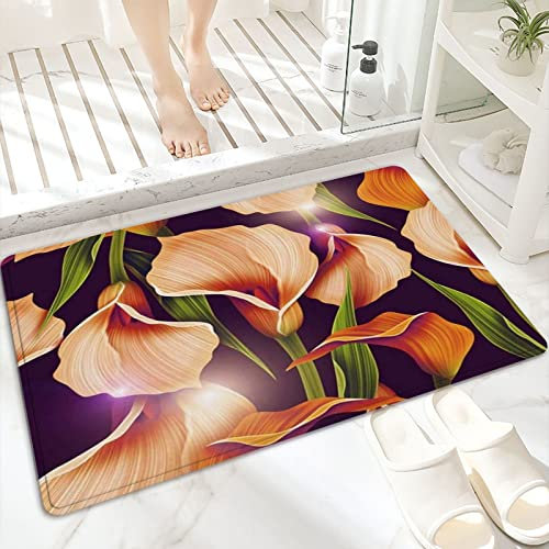 Badematte, rutschfest Waschbar Badezimmerteppich 60x100 cm,Buntes Muster Calla Lilly Blume Elegant Vintag,Badvorleger mit Wasserabsorbierenden, Weichen Mikrofasern für Badewanne, Dusche und Badezimmer