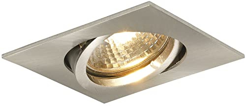 Molto Luce Deckenleuchte 230V Quad Einbaustrahler flach und schwenkbar, Alu Edelstahl Effekt