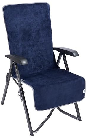 Sowel® Handtuch für Liegestuhl, Frottee Schonbezug, Bla Bla Lounger, 100% Baumwolle, 56 x 140 cm, Navy/Grau